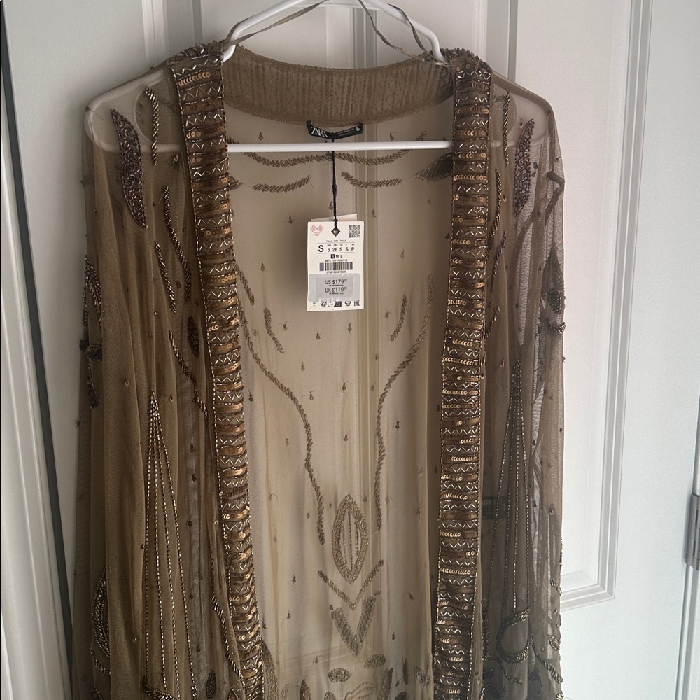 Zara limited edition BEADED SEQUIN KIMONO (missing some beads, check photos) - Picture 11 of 16